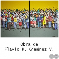 Gente saliendo del trabajo - Díptico de Flavio Giménez
